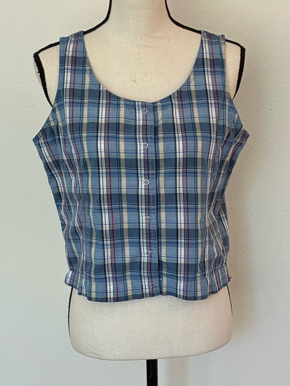 Vintage 90s Y2K Route 66 Plaid Sleeveless Top
